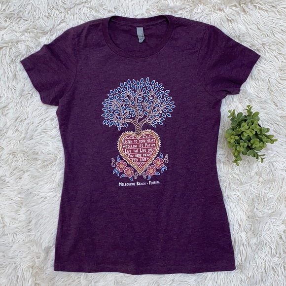 Next Level Apparel Heart Graphic Tee 💗 Purple - Picture 5 of 10